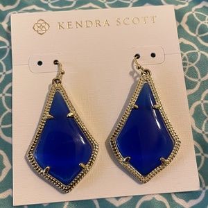 Kendra Scott Alex Gold Earrings, Cobalt Cat's Eye